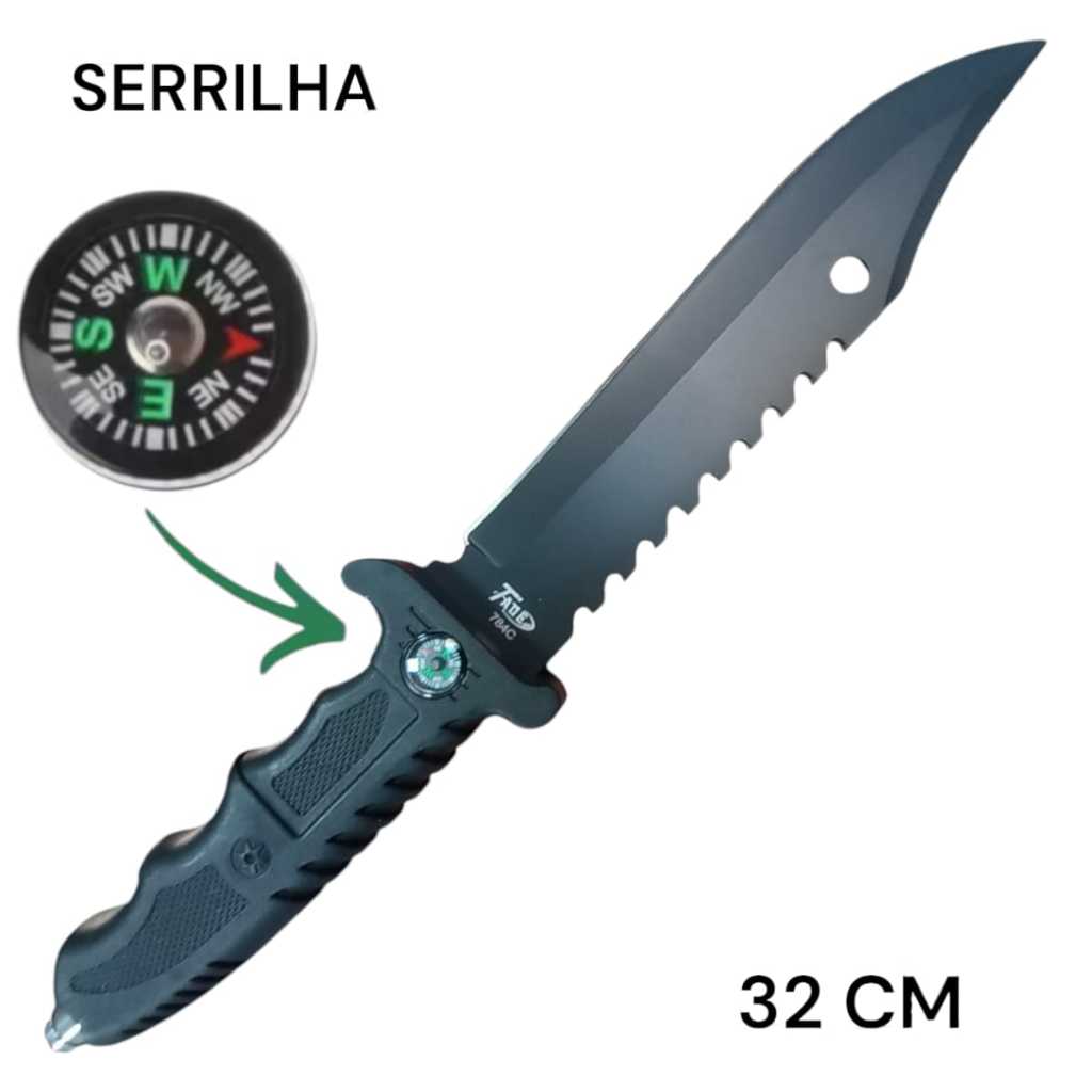 Faca com Bússola, Estilo Aventura para Pescarias, Camping Esportivo, Churrasco ao Ar Livre, Acampamentos.