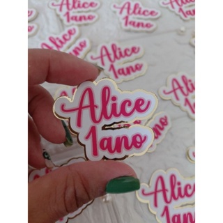 kit apliques de nome em camadas(uma camada impressa e outra lamicote dourado) Aplique nome+idade/scrap em Oferta na Shopee