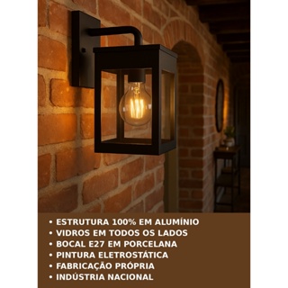 Arandela Luminária Firenze - Decoração Interna e Externa - Lanterna em alumínio para Muro e Parede em Oferta na Shopee
