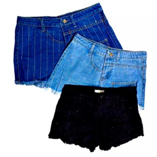 Short Jeans Feminino com Detalhes strass Tendência em Oferta na Shopee