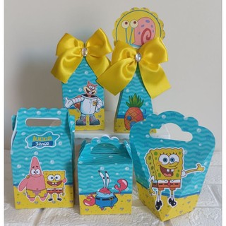Kit Caixas Bob Esponja - Personalizada com nome - Aniversário (PEGUE E MONTE) Lembrancinha
