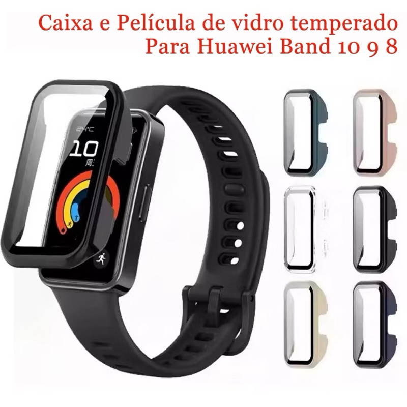 CZY Capa Case Caixa Película de vidro temperado Para Smartwatch huawei Band 10 9 8 de PC