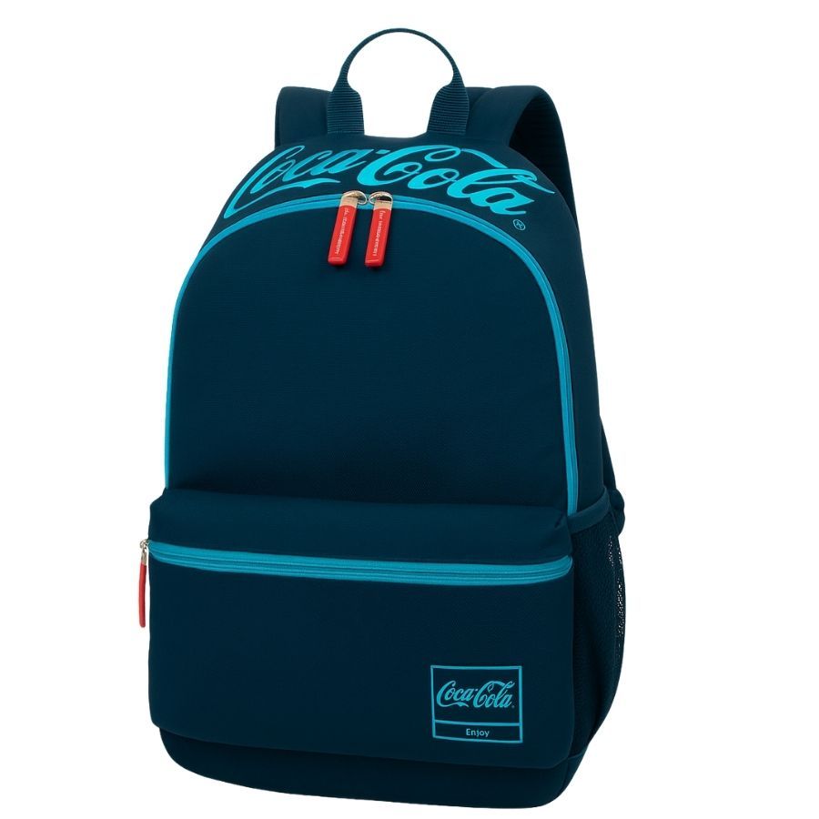 Mochila de Costas Coca-Cola Preta e Azul Marinho