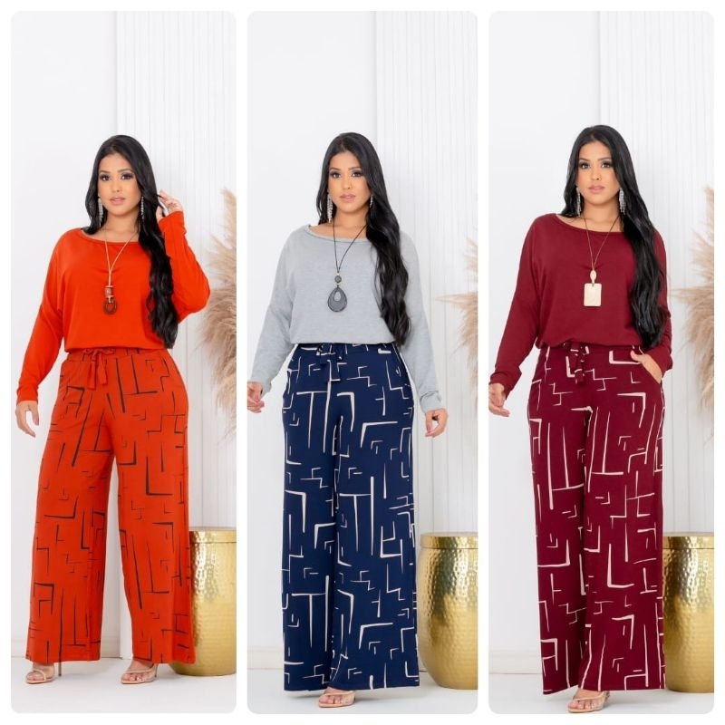 CALÇA PANTALONA DESPOJADA ESTAMPADA EM (MALHA VISCOLYCRA) em Oferta na Shopee