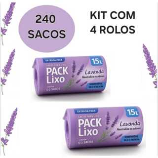 Kit 4 Rolos Saco de Lixo 15 Litros Com 240 Unidades Cozinha Banheiro Neutralizador de Odores  Inibe Insetos  Lavanda em Oferta na Shopee