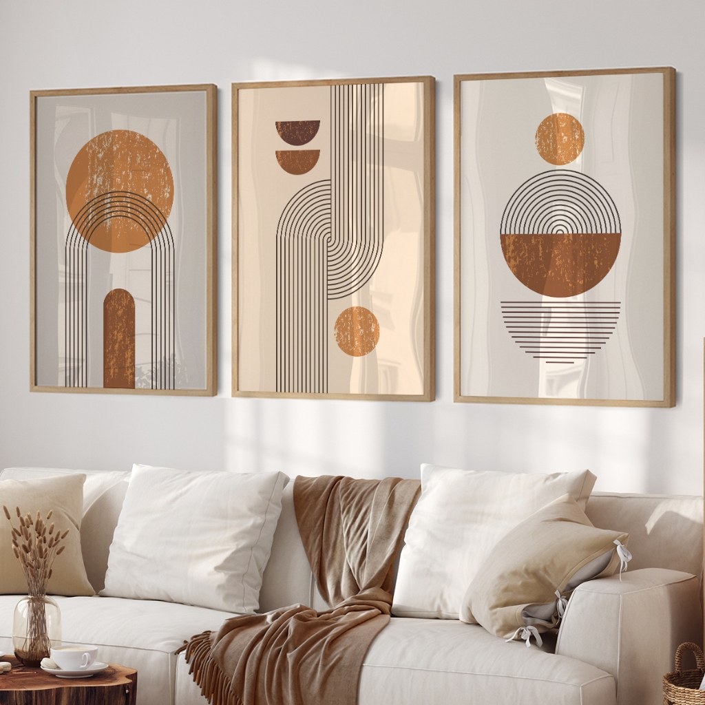 QUADRO DECORATIVO ABSTRATO GEOMÉTRICO LINHAS FORMAS PARA SALA, QUARTO, ESCRITÓRIO 50x75 e ...
