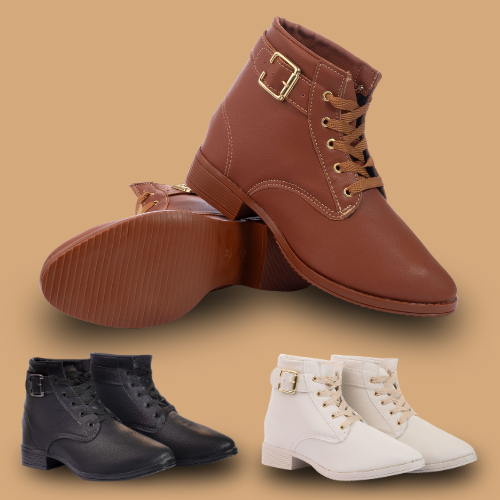 Coturno Feminino Bota Cano Médio Confortável e Leve Couro Sintético Premium Festa Junina Ref.91