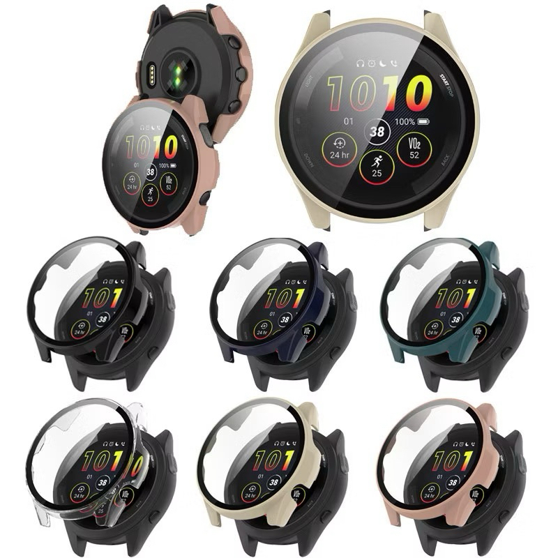 W.BILL Capa Case Acrilico Com Tela Vidro Compativel Para Smartwatch Garmin Forerunner 165