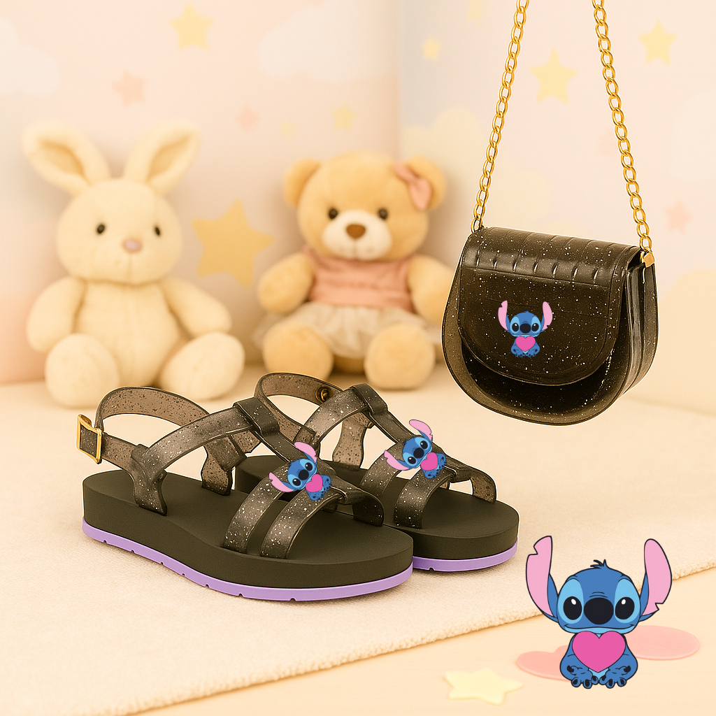 Kit Sandália Infantil Feminina com Bolsinha – Confortável e Estilosa para Meninas