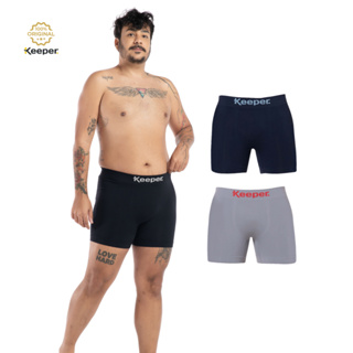 Kit 3 Cuecas Boxer Poliamida Sem Costura Plus Size - Keeper em Oferta na Shopee