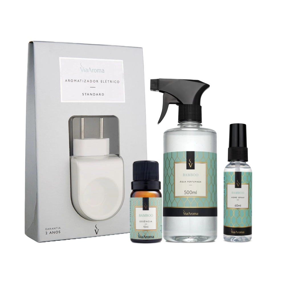 Kit Bamboo - Via Aroma (aromatizador plástico, home spray, água perfumada e essência) para ambientes em Oferta na Shopee