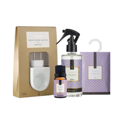 Kit Aromatizador Elétrico Original Via Aroma Lavanda + Home Spray + Sachê