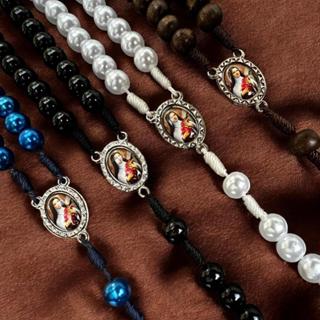 Terço de Mão em Pérolas ou Madeira | contas de 8mm | Santa Terezinha em Oferta na Shopee