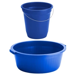 Kit Limpeza Bacia Balde Plástico Reforçado Multiuso Jardinagem Alça Ferro Alta Resistência