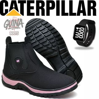 Coturno Feminino Bota Texana Feminina Botinha Calce Facil + Relogio Digital