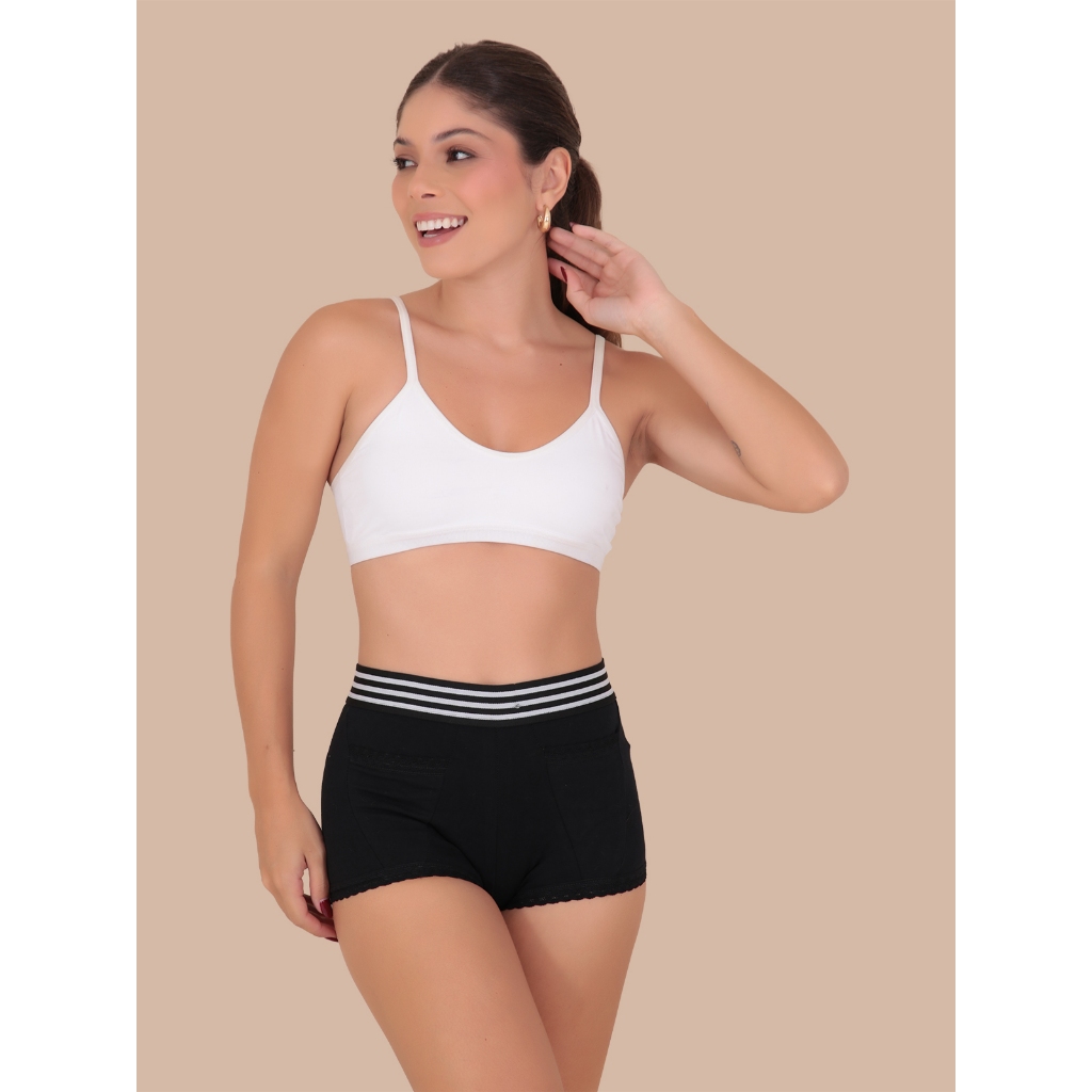 Detalhes do Kit 10  Calcinhas Shortinho Maui Algodão Penteado Lingerie