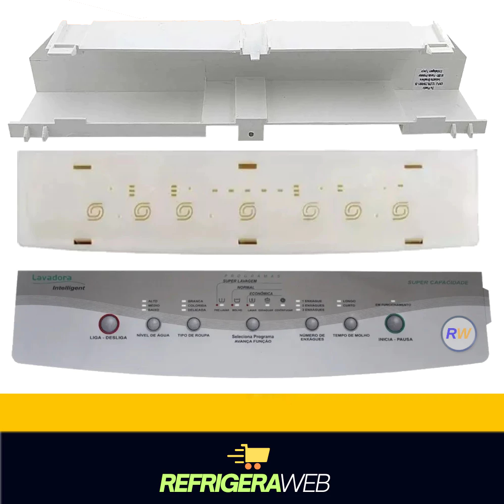 Kit, Adesivo + Protetor+ Painel Compativel Brastemp Bwf24a Inteligent 7kg Super Capacida