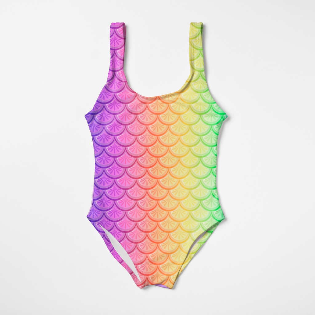 Maiô Infantil Moda Praia Natação Estampado Escamas De Sereia