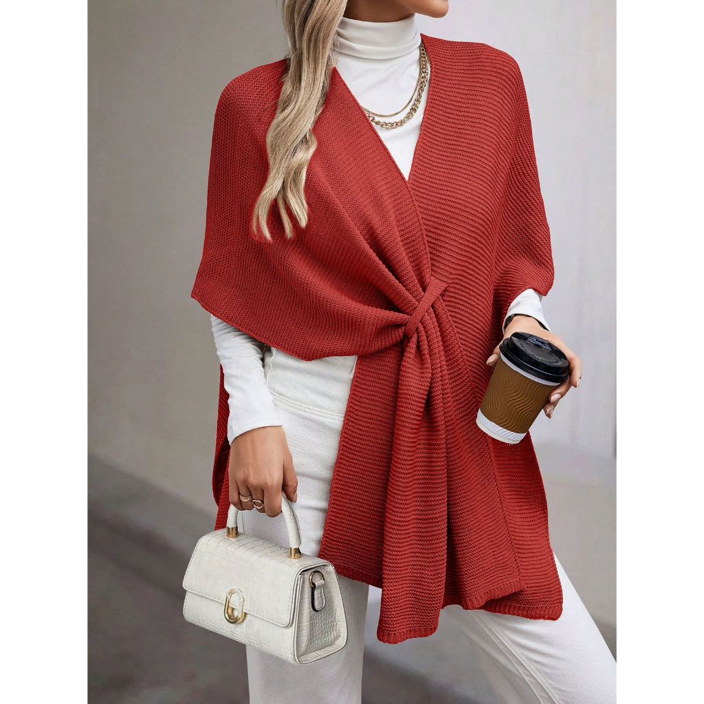 Xale Capa poncho acessório cachecol quente moda lã tricot feminina casual chic