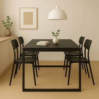 Mesa para Sala de Jantar com 4 Cadeiras Nanna Tampo Madeira Moderna