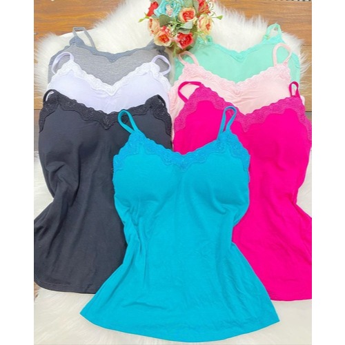 Kit 2 Blusinha Renda Alcinha C/ Bojo Alça Regulável