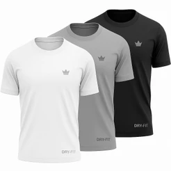 Kit 3 Camisetas Dry Fit Masculina Treino Academia Corrida Ciclismo Beach Tenis UV Rei do Esporte
