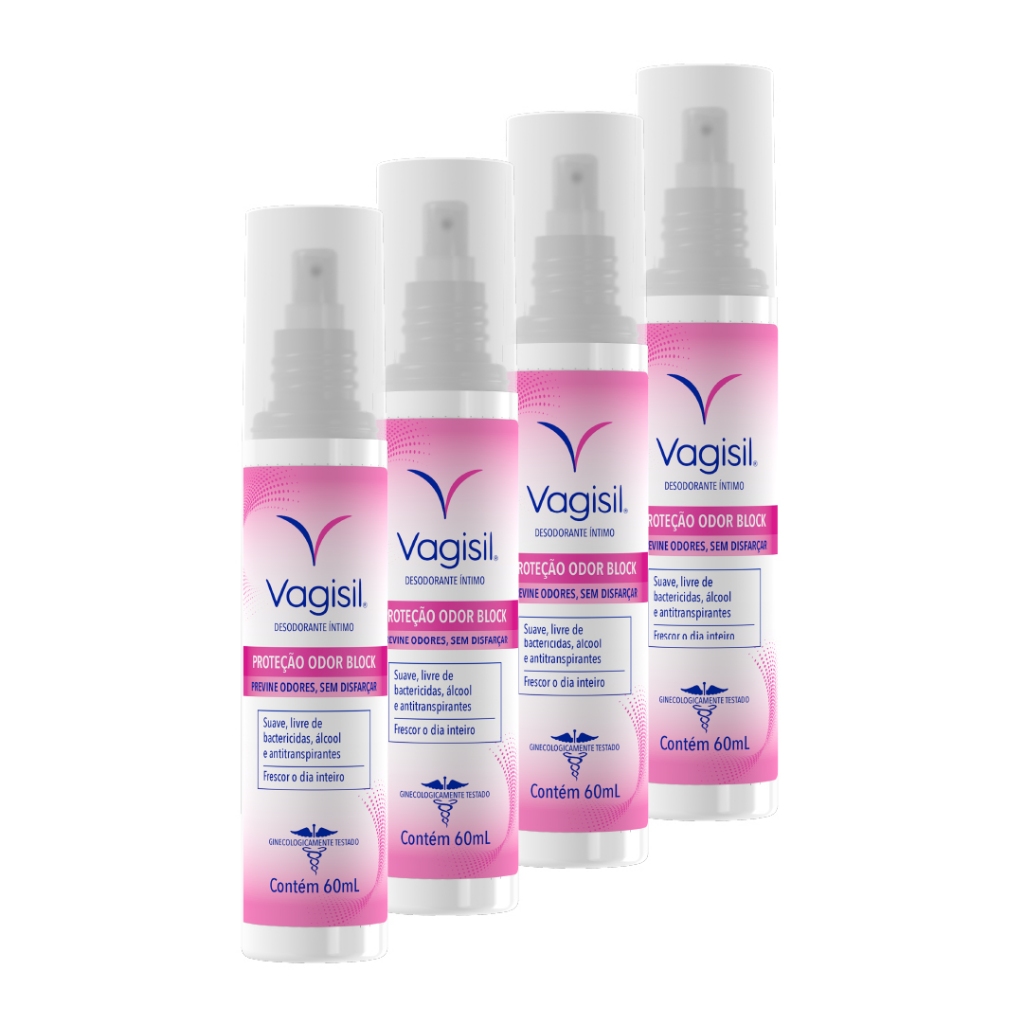 Kit 4x Vagisil Desodorante Íntimo Odor Block 60ml em Oferta na Shopee