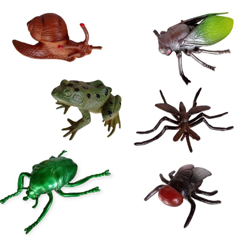 6 insetos Realista grandes animais sapo cigarra mosquito mosca em PVC brinquedo infantil