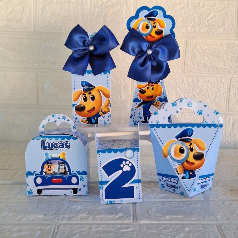 Personalizados Detetive Labrador Menino/ kit festa PEGUE E MONTE/ Lembrancinhas personalizadas - Festa Infantil