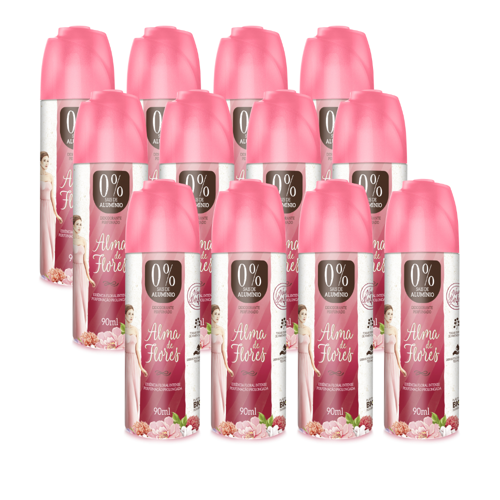 Kit 12 Desodorante Spray Alma de Flores Floral Intense 90ml