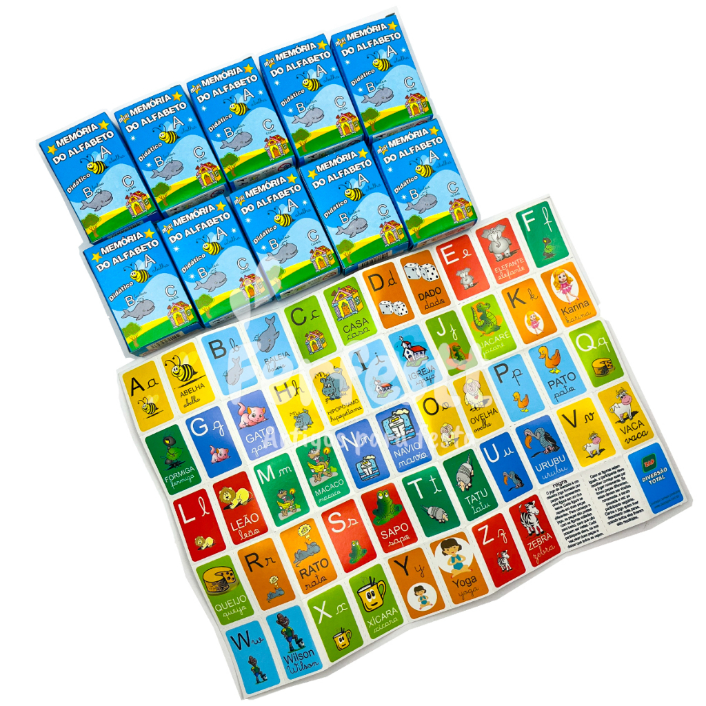 Kit 5 Jogo da Memoria Alfabeto Infantil p/ Kit Festa Lembrancinha Prenda Infantil Educativo