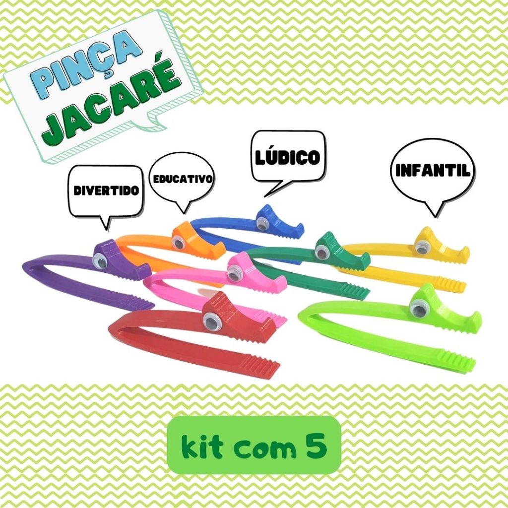 Pinça infantil Jacaré Fortalece e Desenvolve a Coordenação motora fina e movimento  (5 UNI...