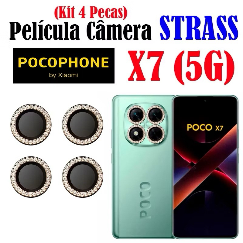 Película Lente Câmera Brilho brilhante Diamante Para Redmi Poco X7 5g