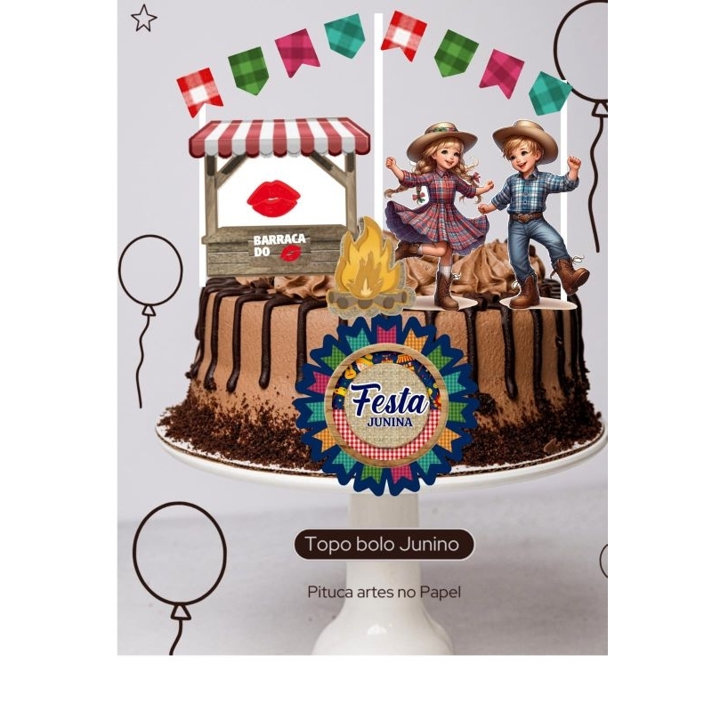 Topo de bolo Personalizado arraiá/Topper Arraiá Festa Junina/ Personalizado com nome e idade Festa junina/kit festa