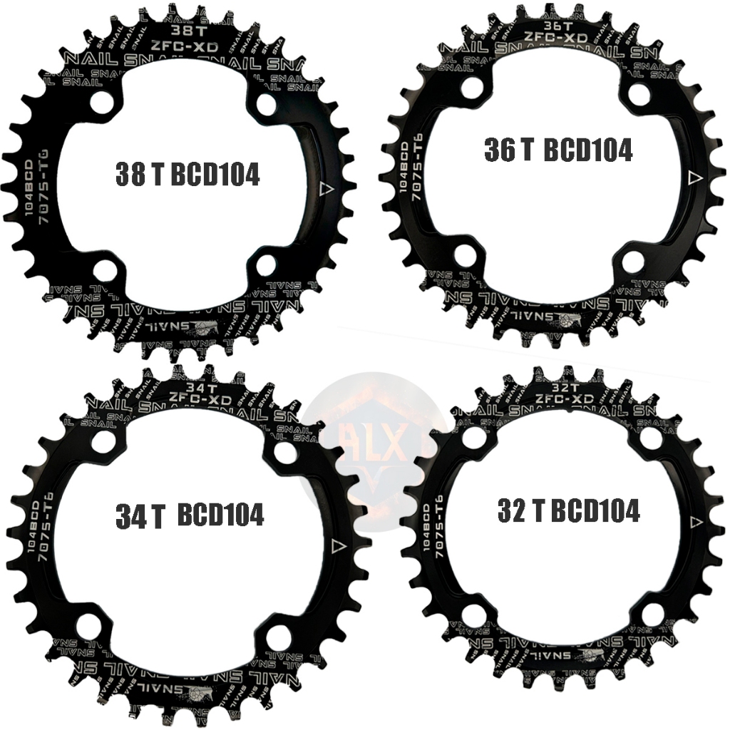 Coroa única Bcd104  bike Roda 32/34/36/38t Circular Bike Snail Narrow Wide 4 furos