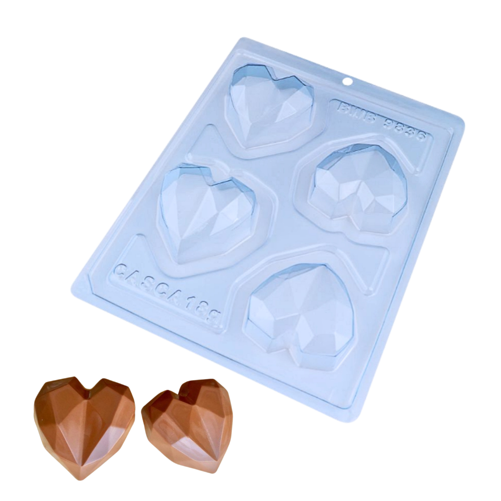 Forma Chocolate CORAÇÃO LAPIDADO Trufa 60g 200g 500g Tradicional com Silicone (3 partes) - BWB em Oferta na Shopee