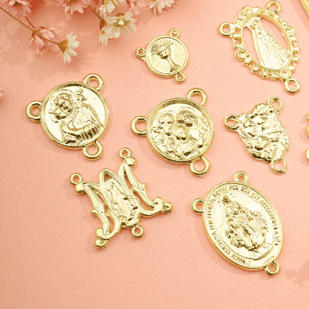 Kit Entremeios Para Terços Dourado Peças Para Montagem de Terços Alta Qualidade Asas da Fé