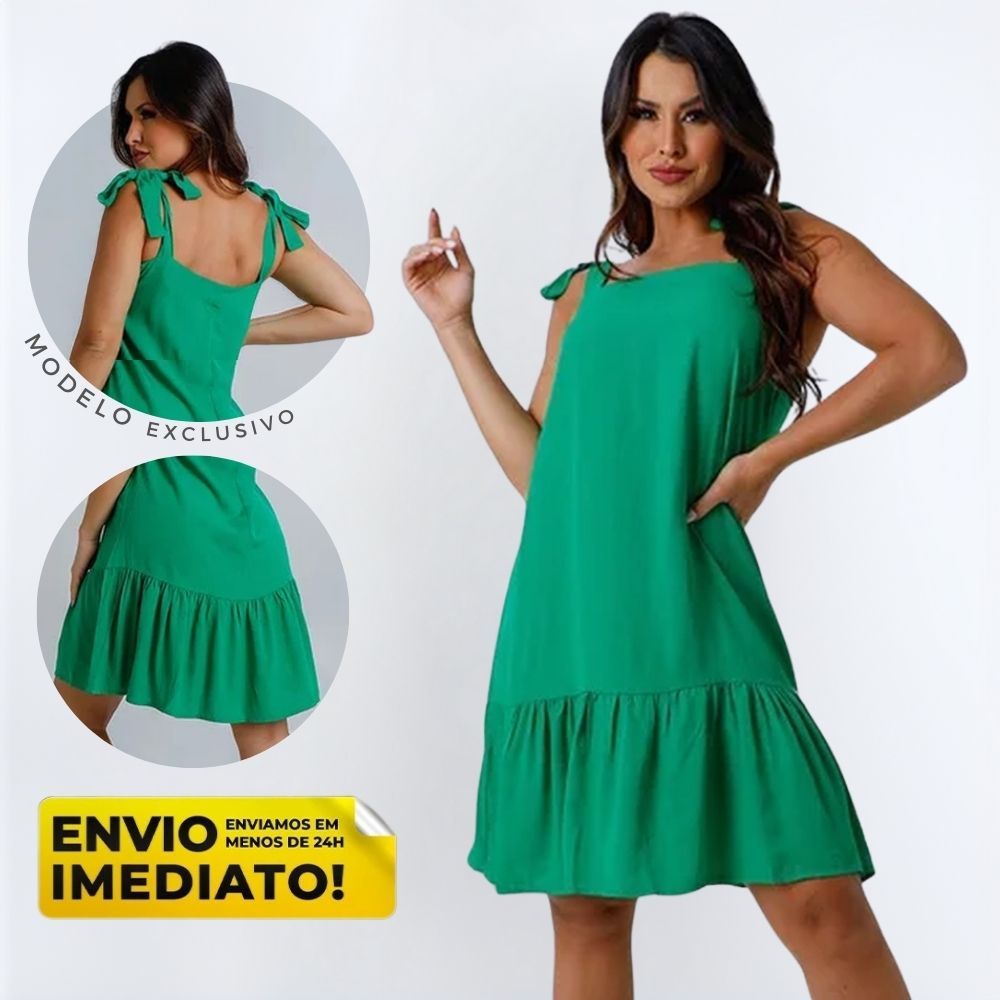 Vestido de Alcinha com Bojo Curto Feminino Midi Elegante Dia a Dia Soltinho Final de Ano Dress Envio Imediato