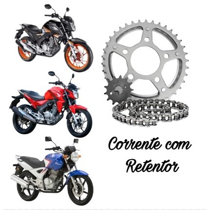 Kit Relação Twister 250 2001-2008 Completo Com Retentor Aço 1045 Alta Durabilidade Corrente Coroa Pinhão