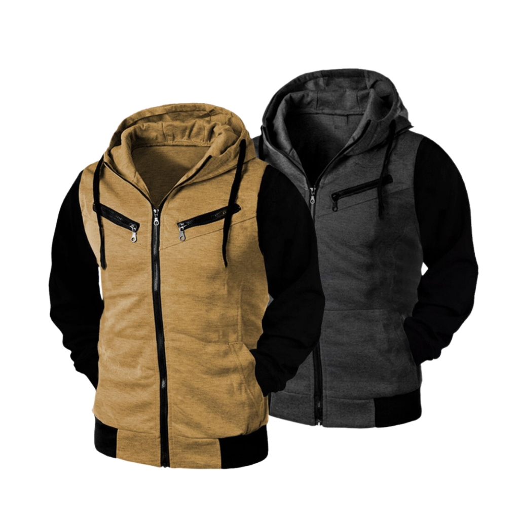 Kit 02 Blusa De Frio Moletom Unissex Com Ziper Grosso Capuz