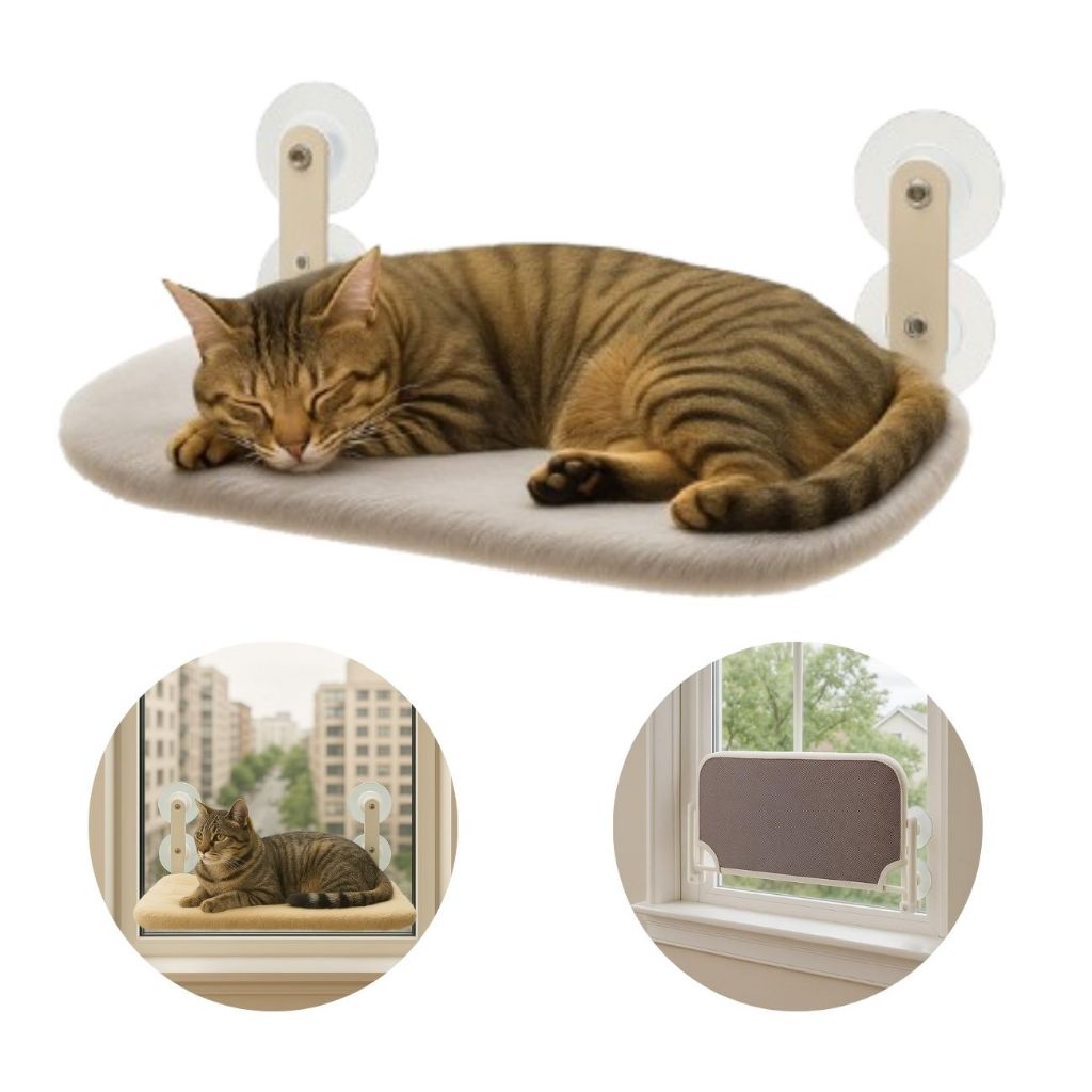 Cama Gato Suspensa Janela Ventosa Rede Caminha Conforto Pet Premium
