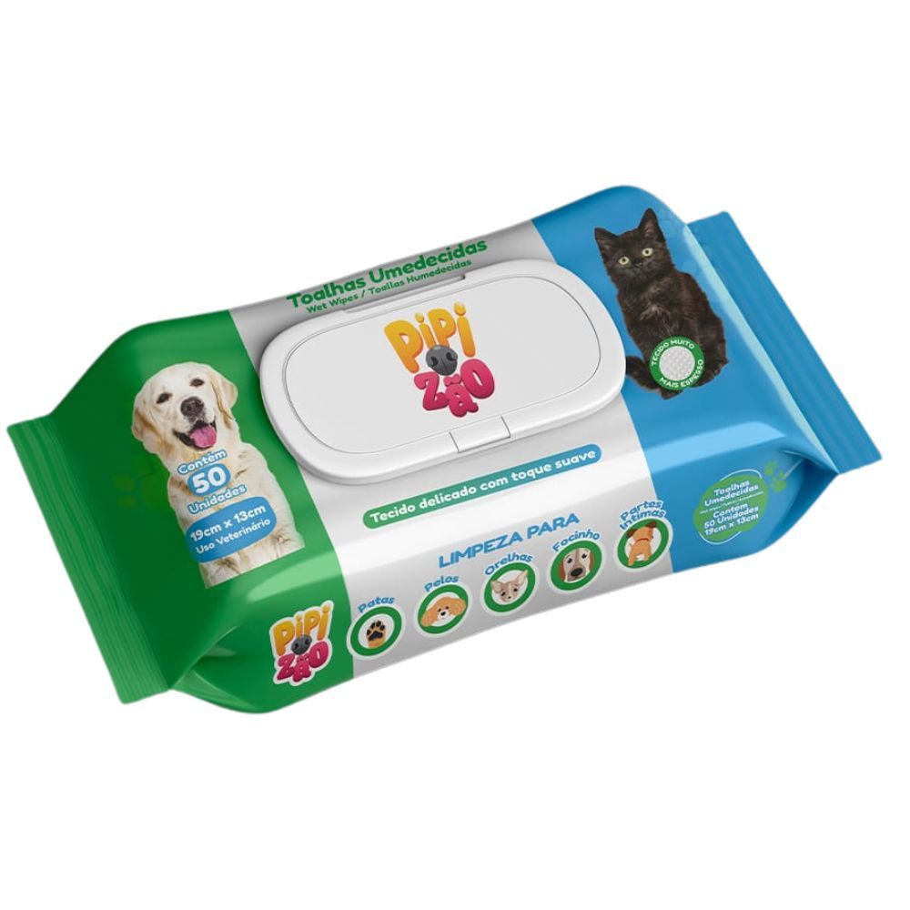 Toalha Umedecida Pipizão para Cães Pet Gatos C/50un em Oferta na Shopee