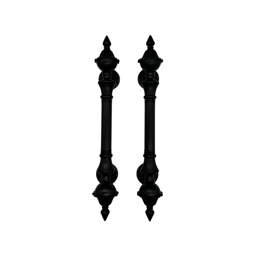 Puxador Duplo Para Portas Estilo Colonial JD 61cm Preto Fosco