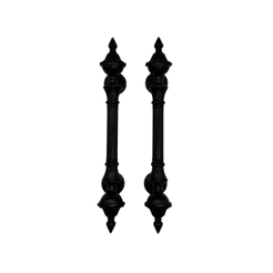 Puxador Duplo Para Portas Estilo Colonial JD 61cm Preto Fosco