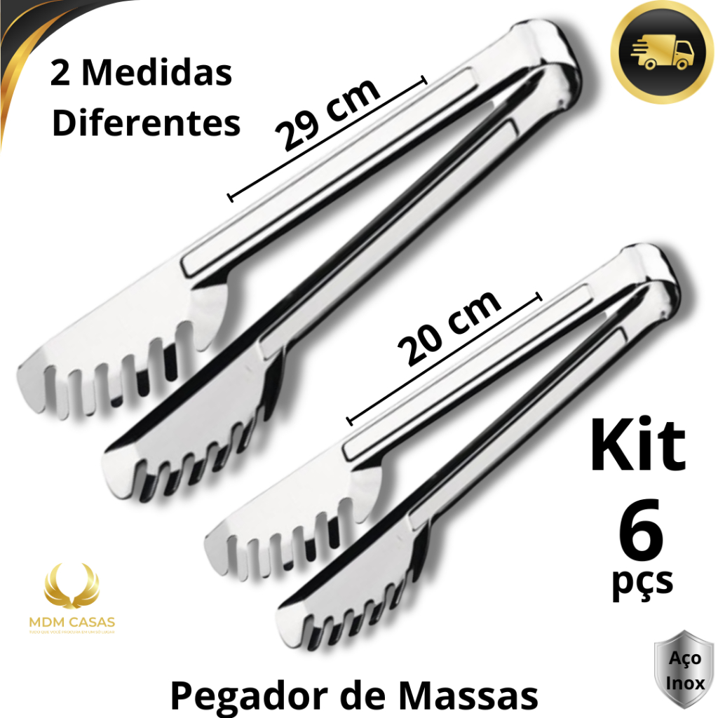 Pegadores Aço Inox Premium 20 e 29cm Para Salada Salgados Macarrão Utensílio Cozinha Restaurante Buffet em Oferta na Shopee