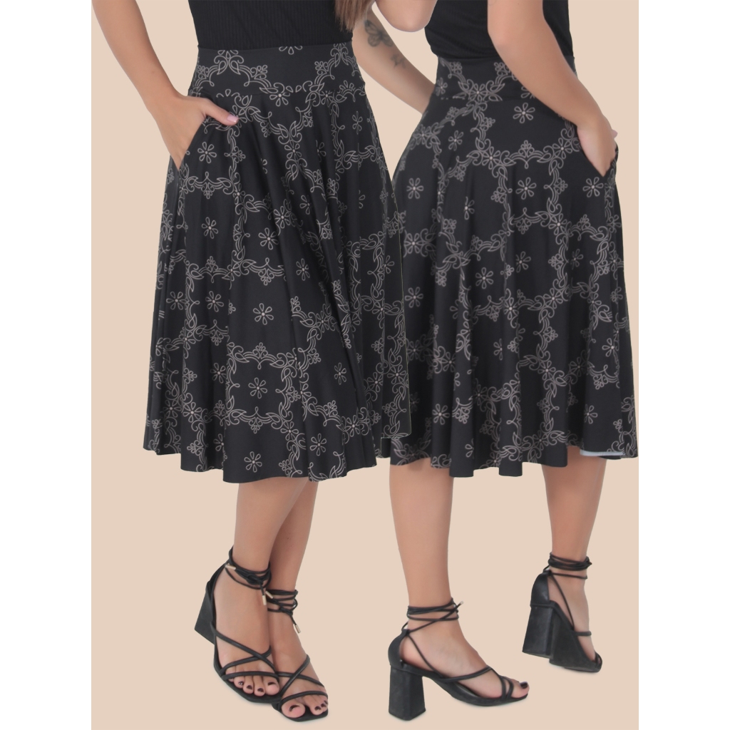 Detalhes do Saia Godê Plissada Moda Evangelica Feminina