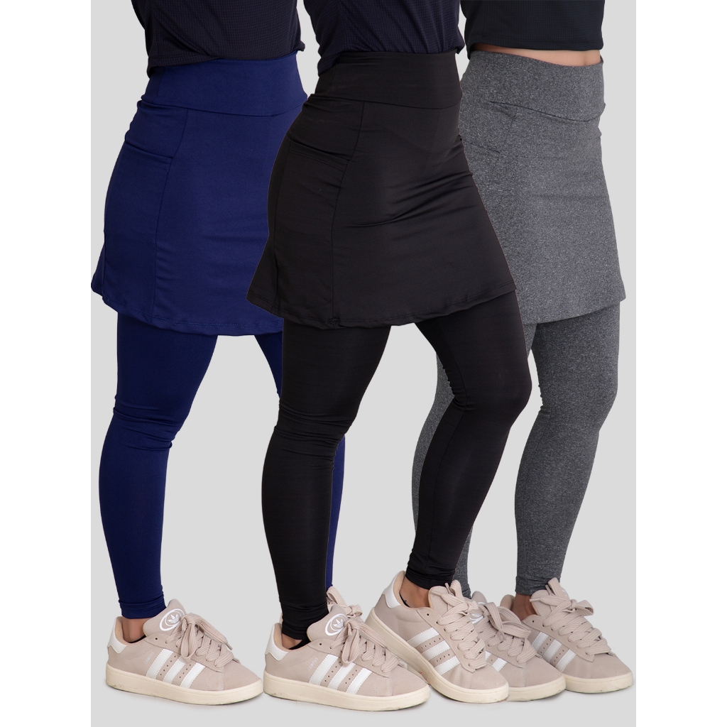 Kit com 3 Calças Leggings Saia com Bolsos Moda Evangelica Feminina - Sports & Outdoors