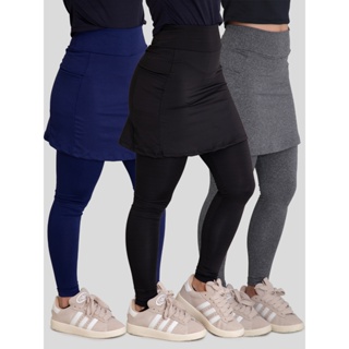 Kit com 3 Calças Leggings Saia com Bolsos Moda Evangelica Feminina em Oferta na Shopee