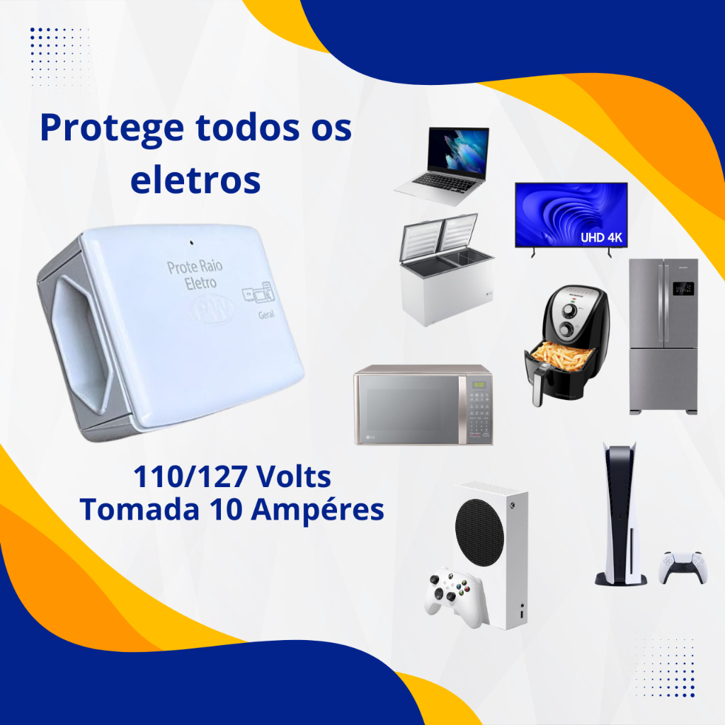 Protetor Contra Raios Surtos Picos Eletrodomesticos 127v - Tv, Notebook, Airfryer, Micro-ondas
