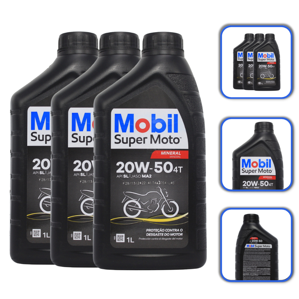 Óleo Mobil Super Moto 4T 20W50 Mineral Kit 3L para Moto